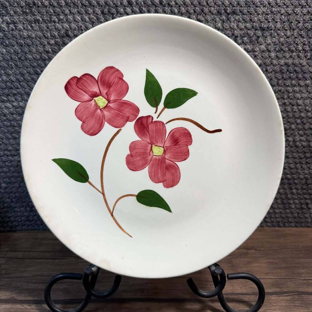 Blue Ridge Southern Potteries Dinner Plate 9.5" Mayflower Red Pink VTG Pottery
